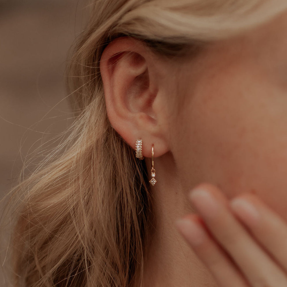 Willow Diamond Dangle Hoops - WonderingCloth