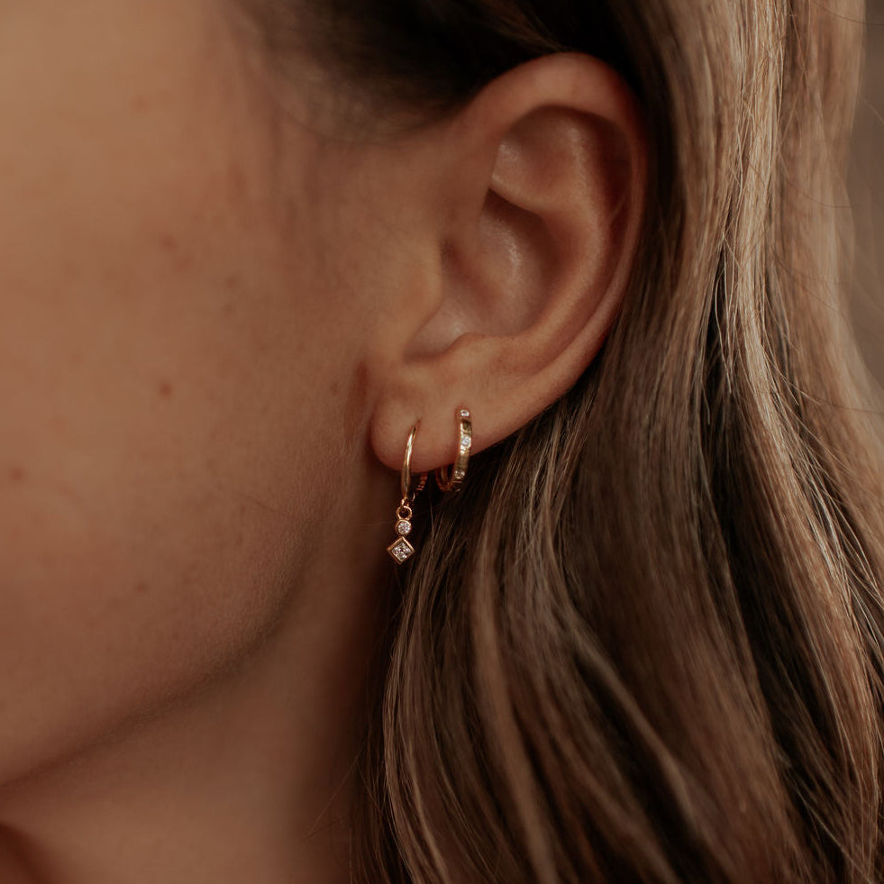Willow Diamond Dangle Hoops - WonderingCloth