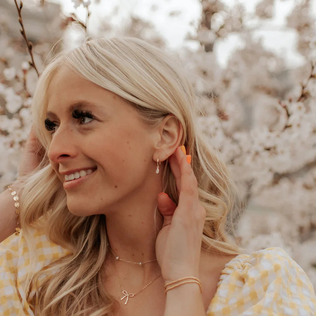April Raindrop Dangle Hoops - WonderingCloth