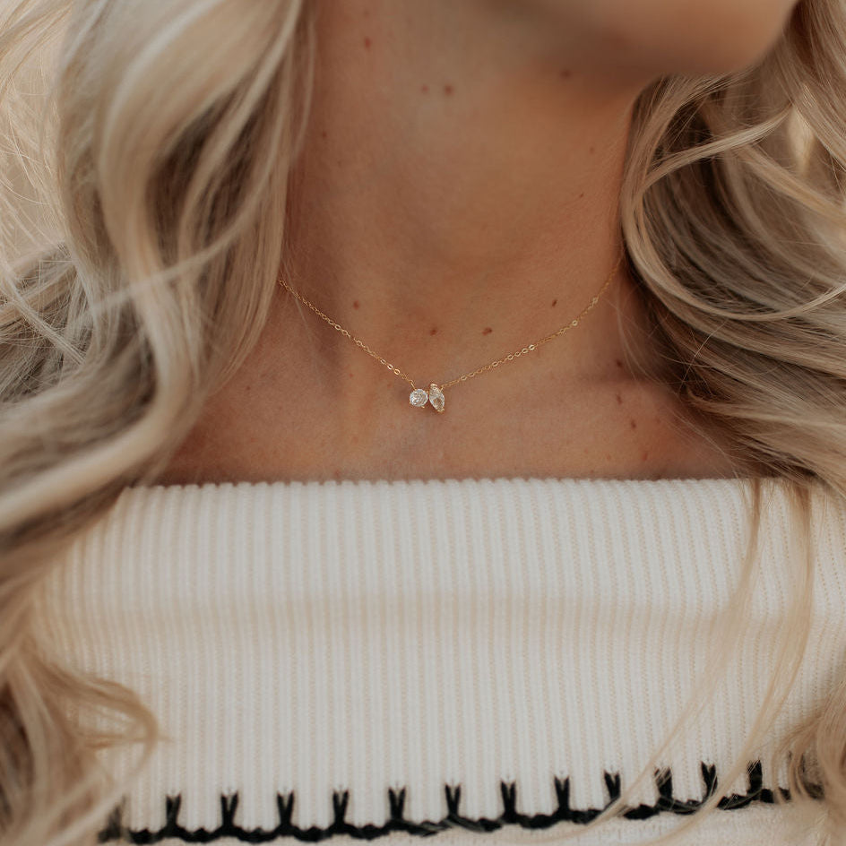 Sloane Two Stone Diamond Necklace - WonderingCloth