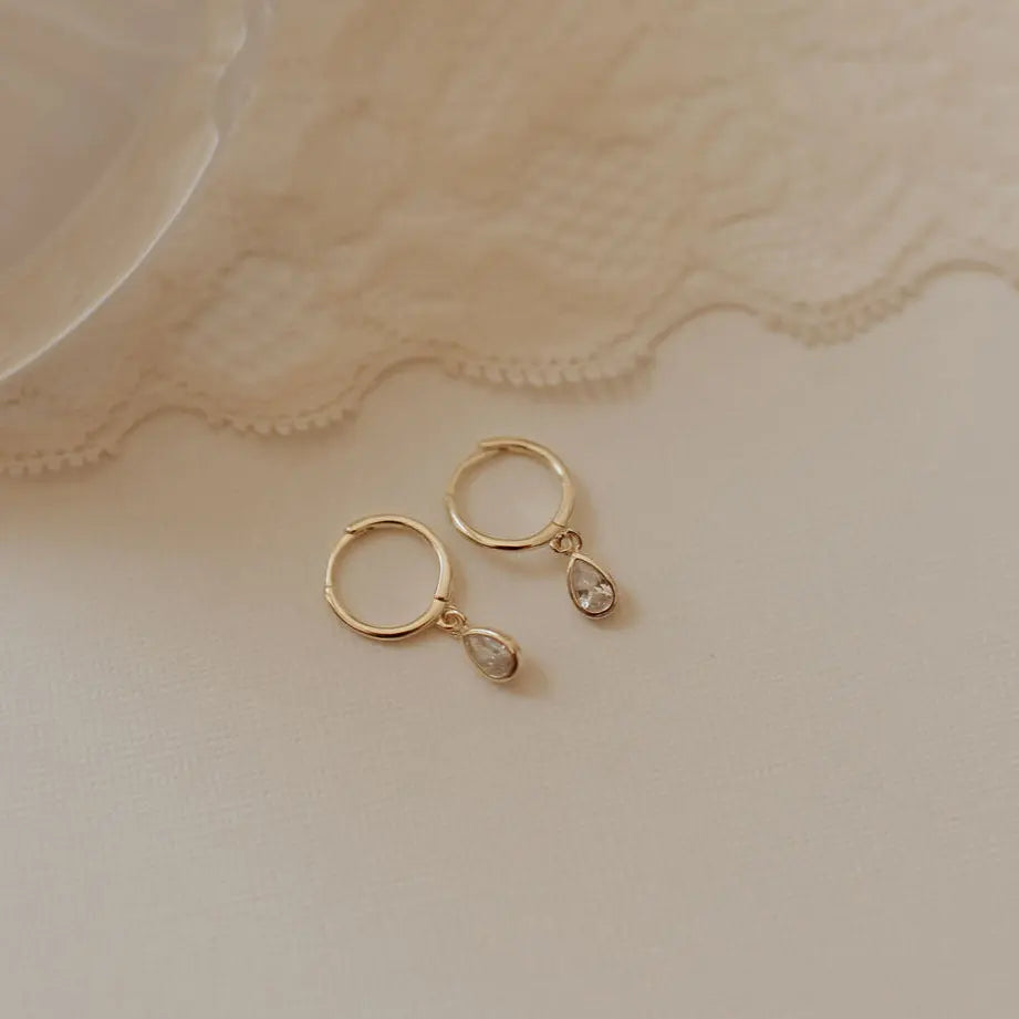 April Raindrop Dangle Hoops - WonderingCloth