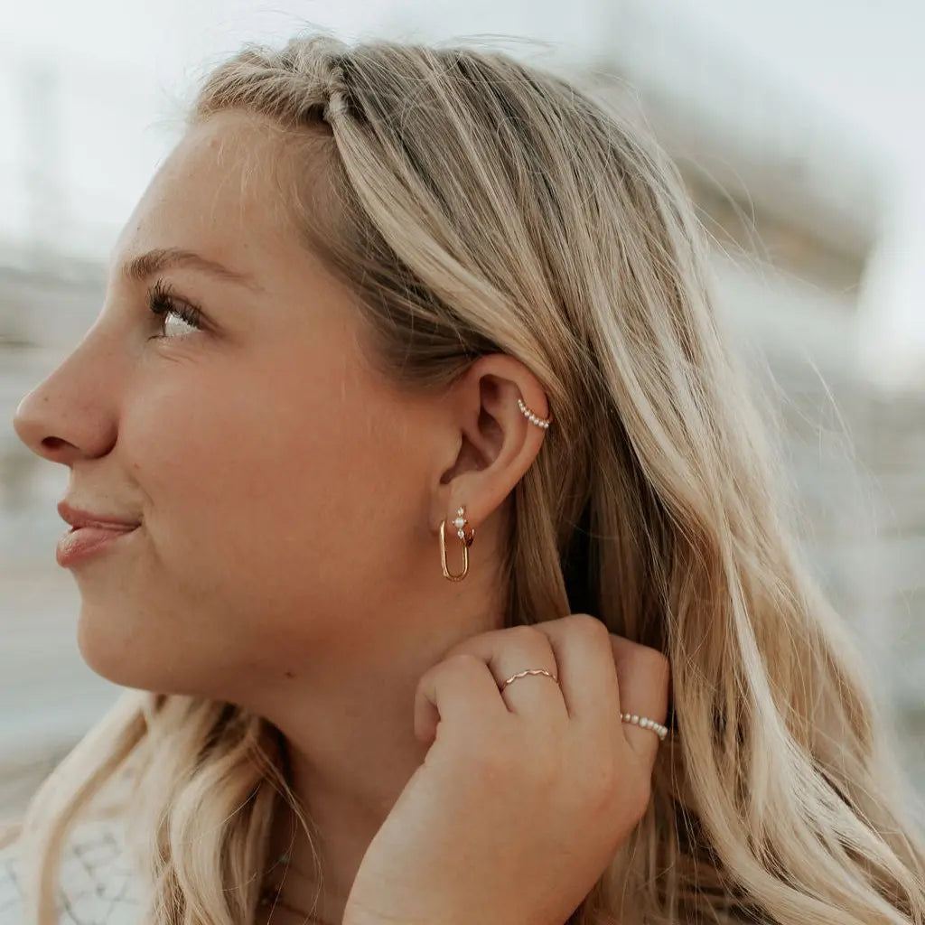 Grace Pearl Hoops - WonderingCloth