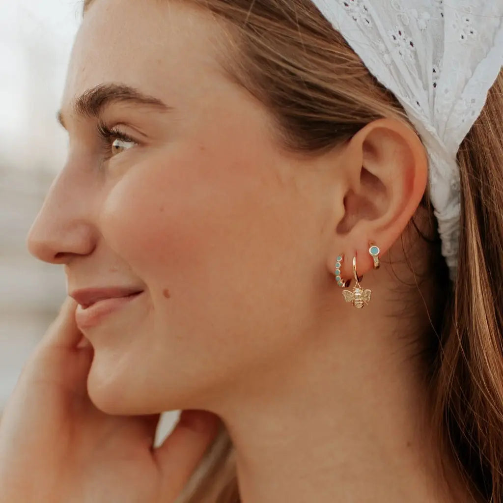 Gaby Turquoise Hoops - WonderingCloth