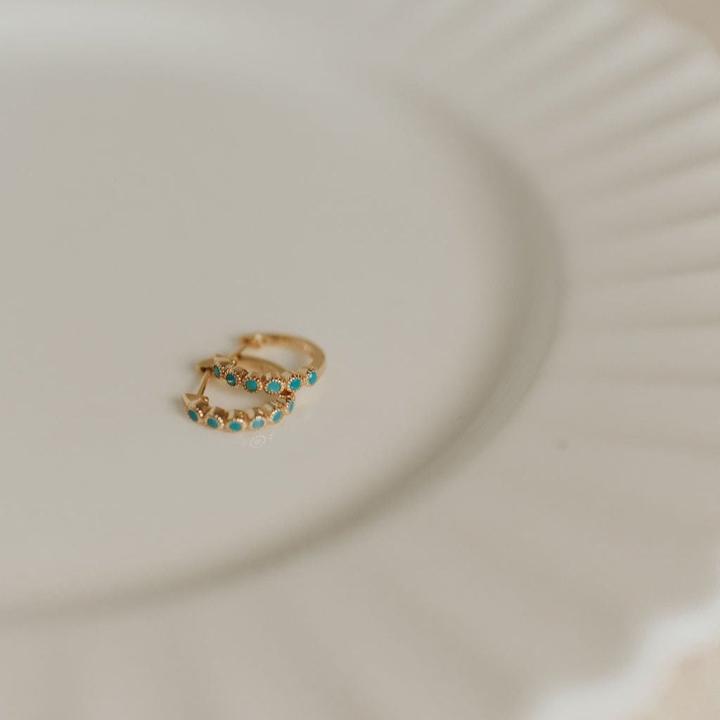 Gaby Turquoise Hoops - WonderingCloth