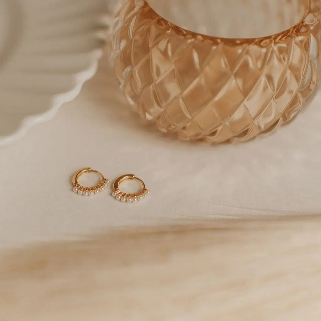 Grace Pearl Hoops - WonderingCloth