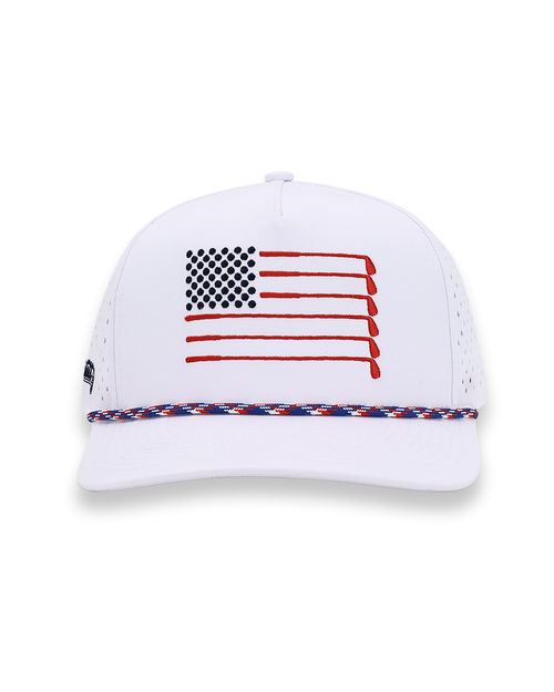 American Flag Rope Flat Bill Hat - WonderingCloth