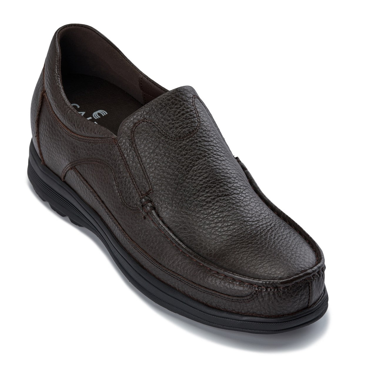 CALTO - G1823 - 3 Inches Taller (Brown) - Lightweight Slip-On Loafer Dress Shoes - WonderingCloth