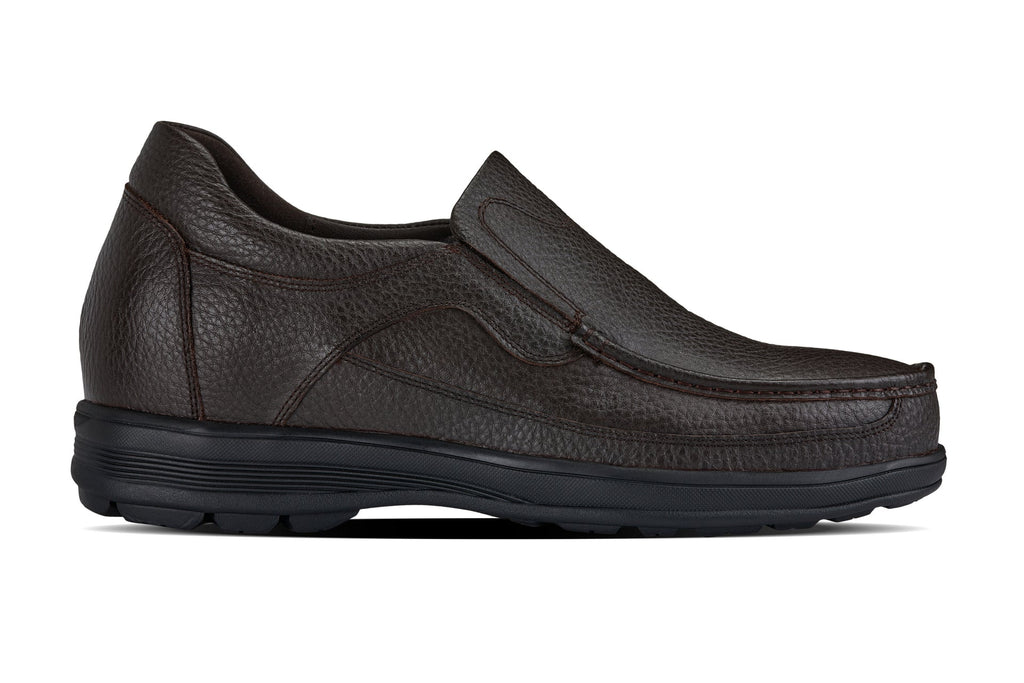 CALTO - G1823 - 3 Inches Taller (Brown) - Lightweight Slip-On Loafer Dress Shoes - WonderingCloth