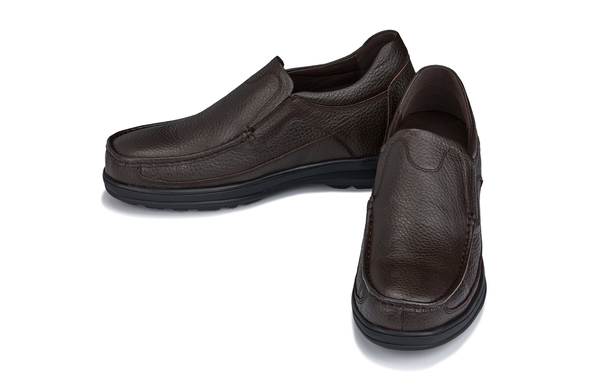 CALTO - G1823 - 3 Inches Taller (Brown) - Lightweight Slip-On Loafer Dress Shoes - WonderingCloth