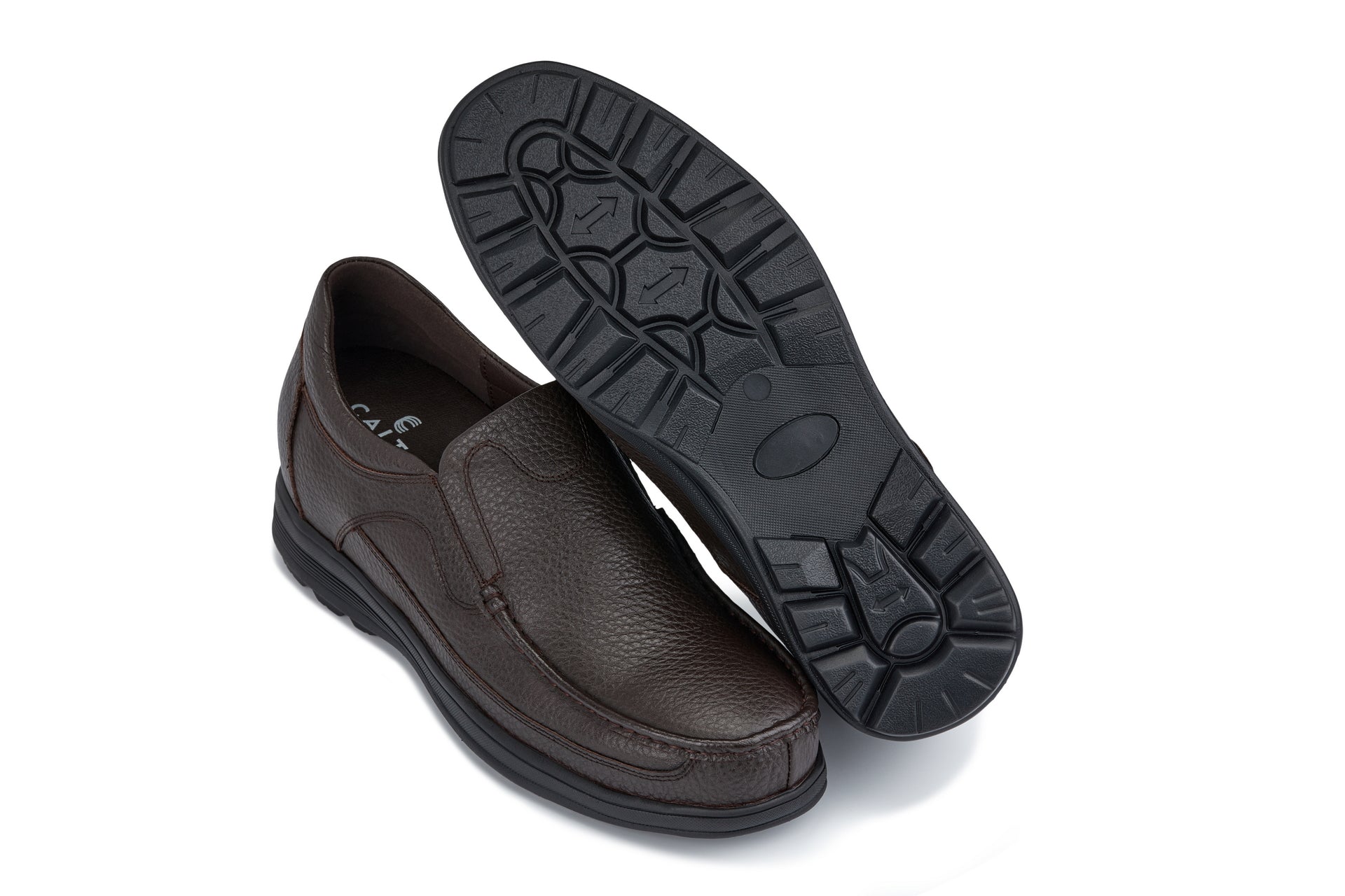 CALTO - G1823 - 3 Inches Taller (Brown) - Lightweight Slip-On Loafer Dress Shoes - WonderingCloth