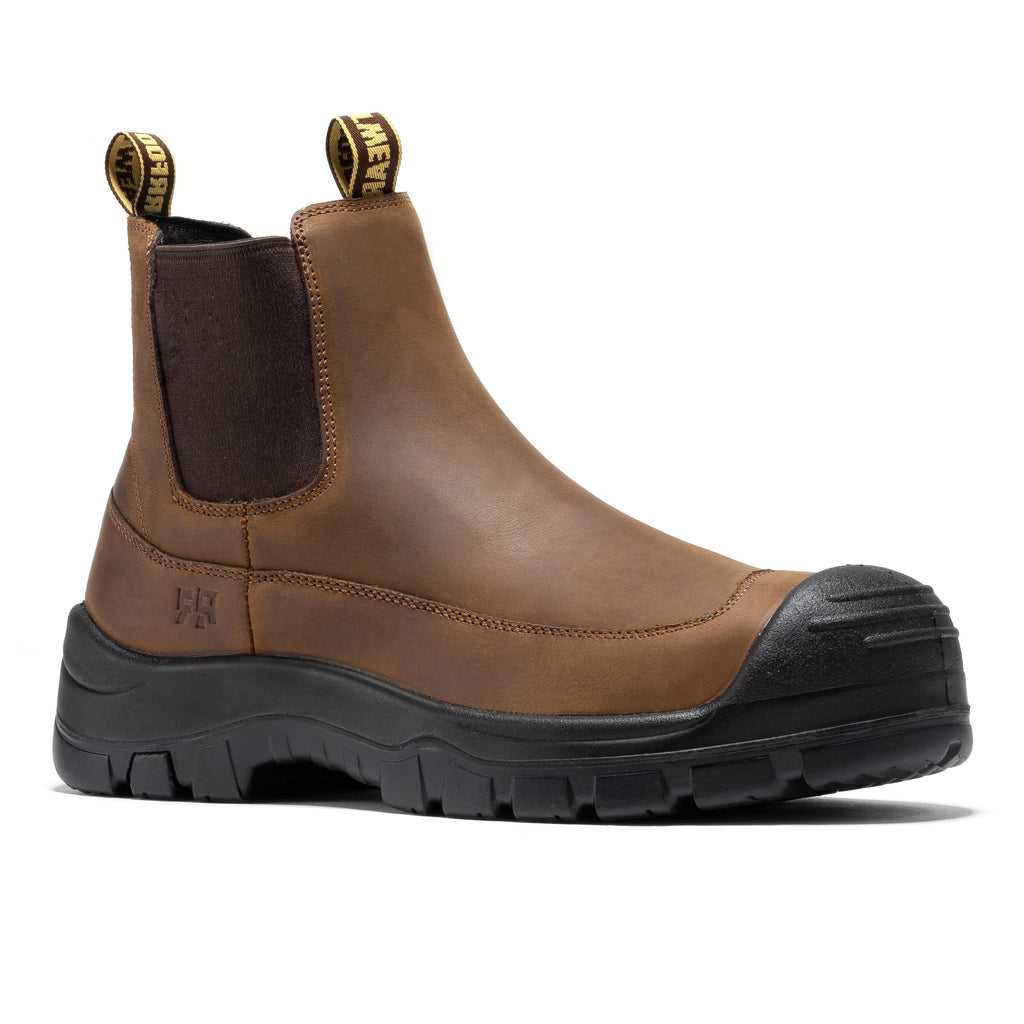 ROCKROOSTER Woodland Brown 6 inch Composite Toe Pull-on Leather Work Boots AK664 - WonderingCloth