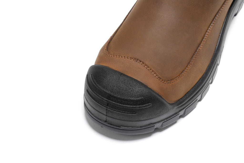 ROCKROOSTER Woodland Brown 6 inch Composite Toe Pull-on Leather Work Boots AK664 - WonderingCloth