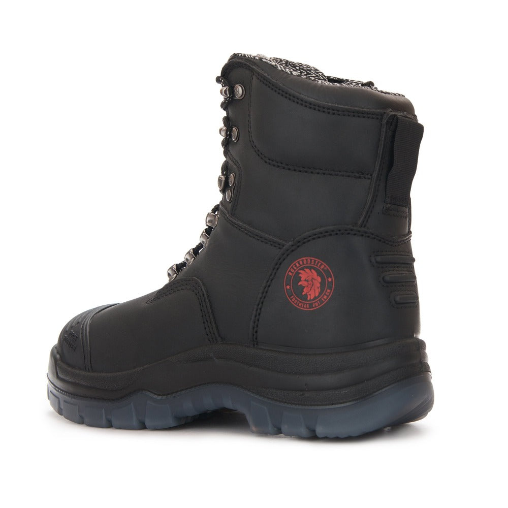 ROCKROOSTER Kensington Black 7 inch Zip-sided Steel Toe Leather Work Boots AK245Z - WonderingCloth