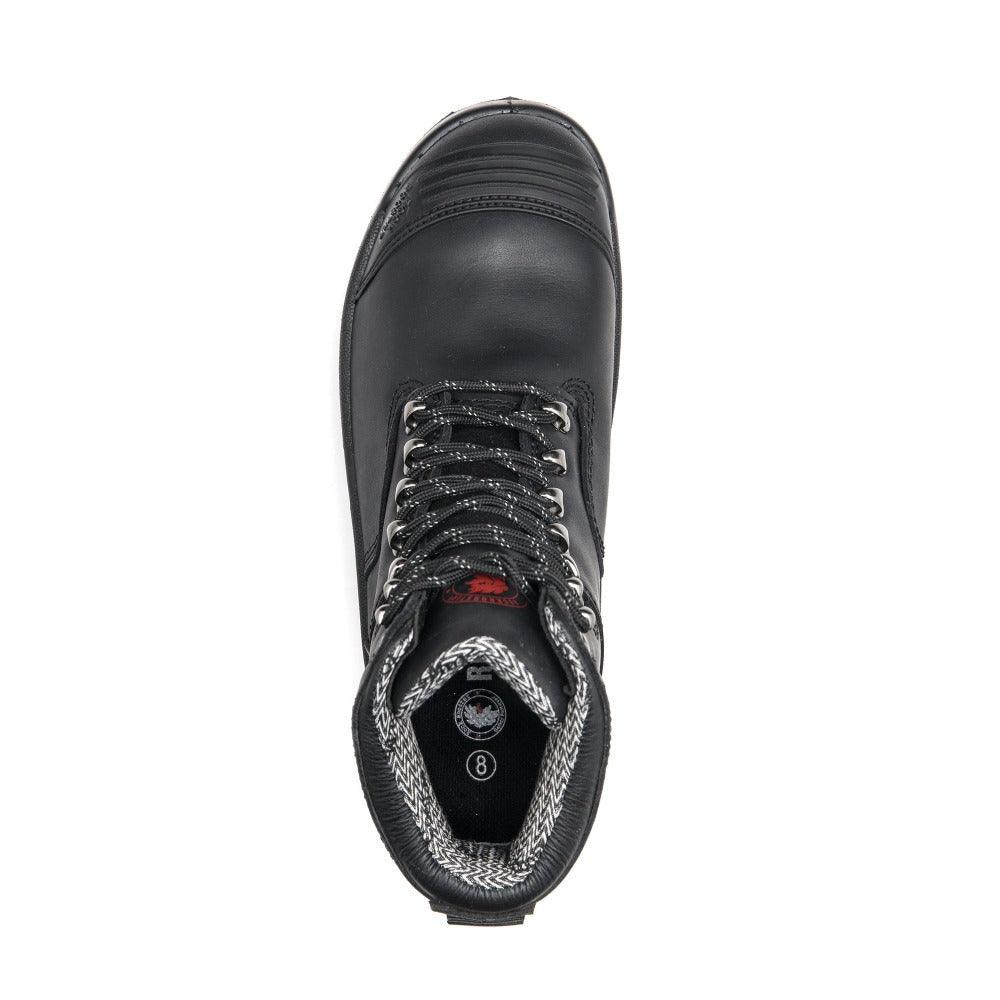 ROCKROOSTER Kensington Black 7 inch Zip-sided Steel Toe Leather Work Boots AK245Z - WonderingCloth