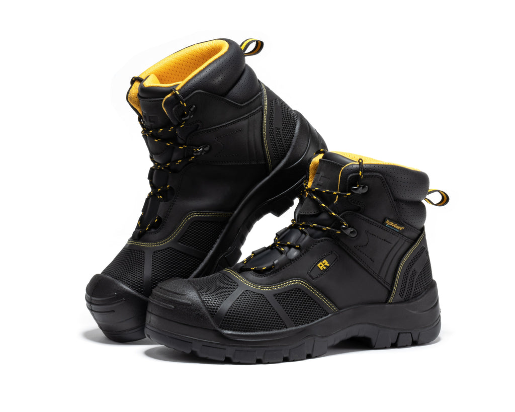 ROCKROOSTER Woodland Black 6 inch Waterproof Composite Toe Leather Work Boots AK663 - WonderingCloth