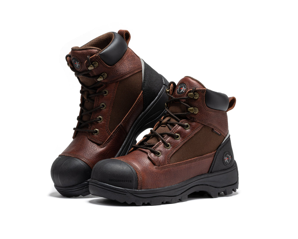 ROCKROOSTER Daviston 6 inch Brown Composite Toe Waterproof Work Boots AT872 - WonderingCloth