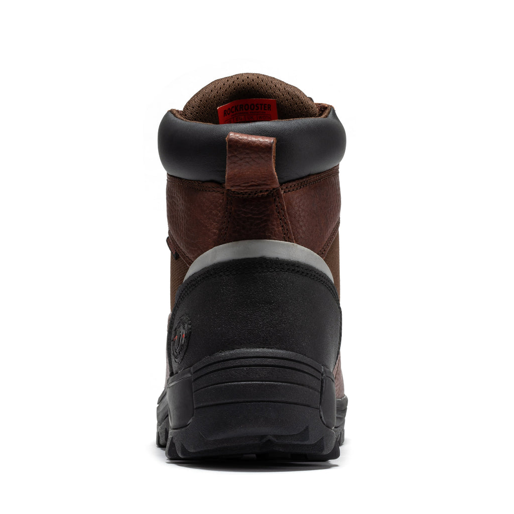ROCKROOSTER Daviston 6 inch Brown Composite Toe Waterproof Work Boots AT872 - WonderingCloth