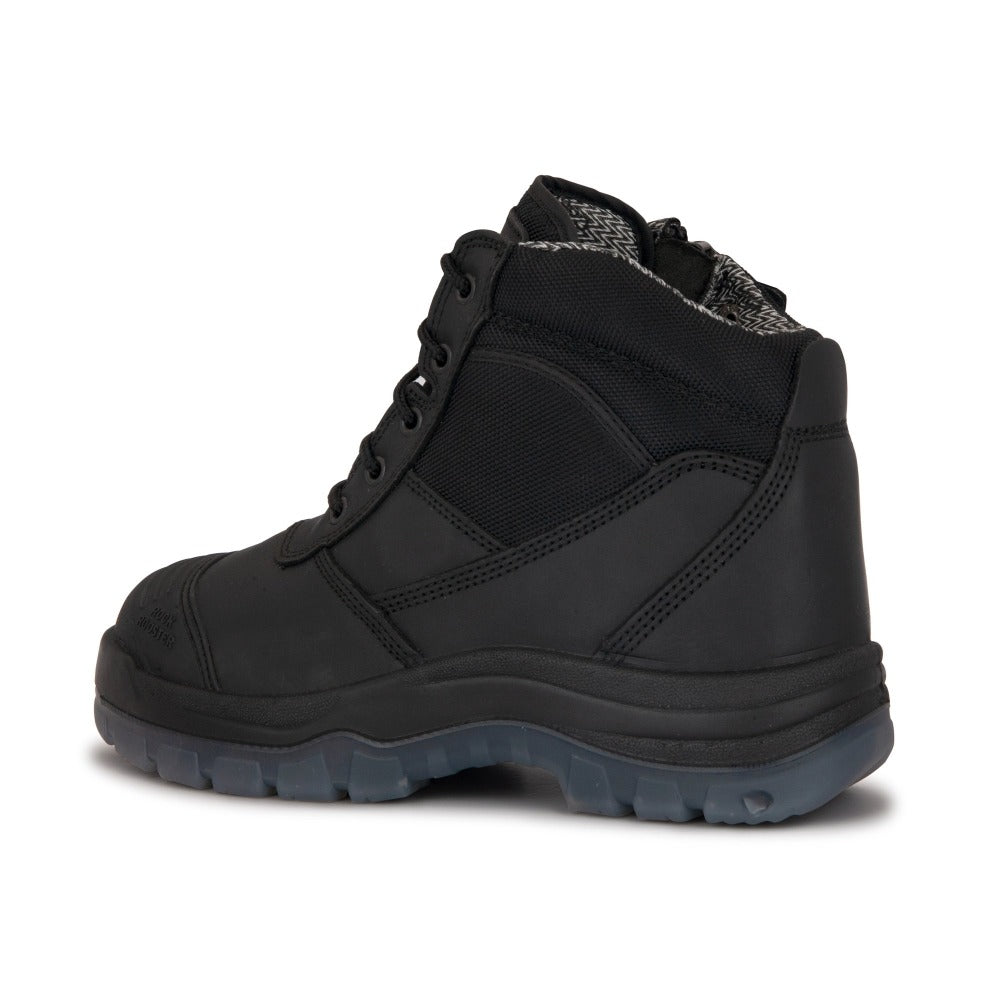 ROCKROOSTER Crisson Black 6 inch Zip sided Steel Toe Leather Work Boots AK050BK - WonderingCloth