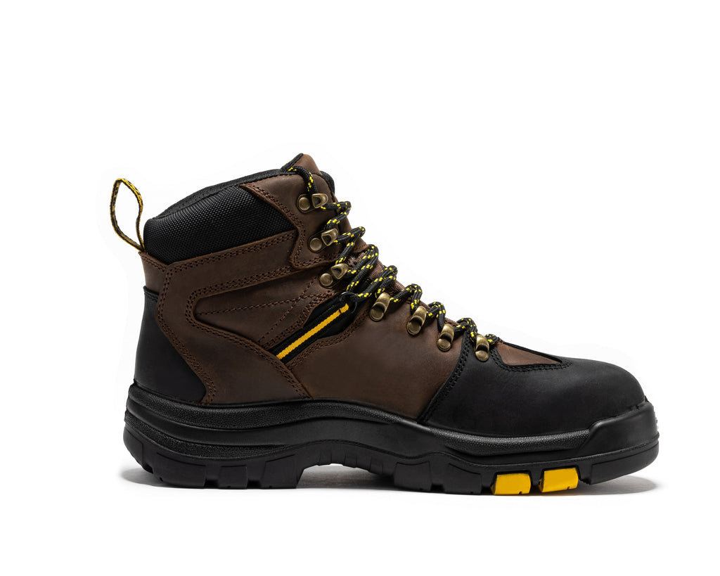 ROCKROOSTER Marfa Brown 6 inch Waterproof Composite Toe Leather Work Boots CP211 - WonderingCloth