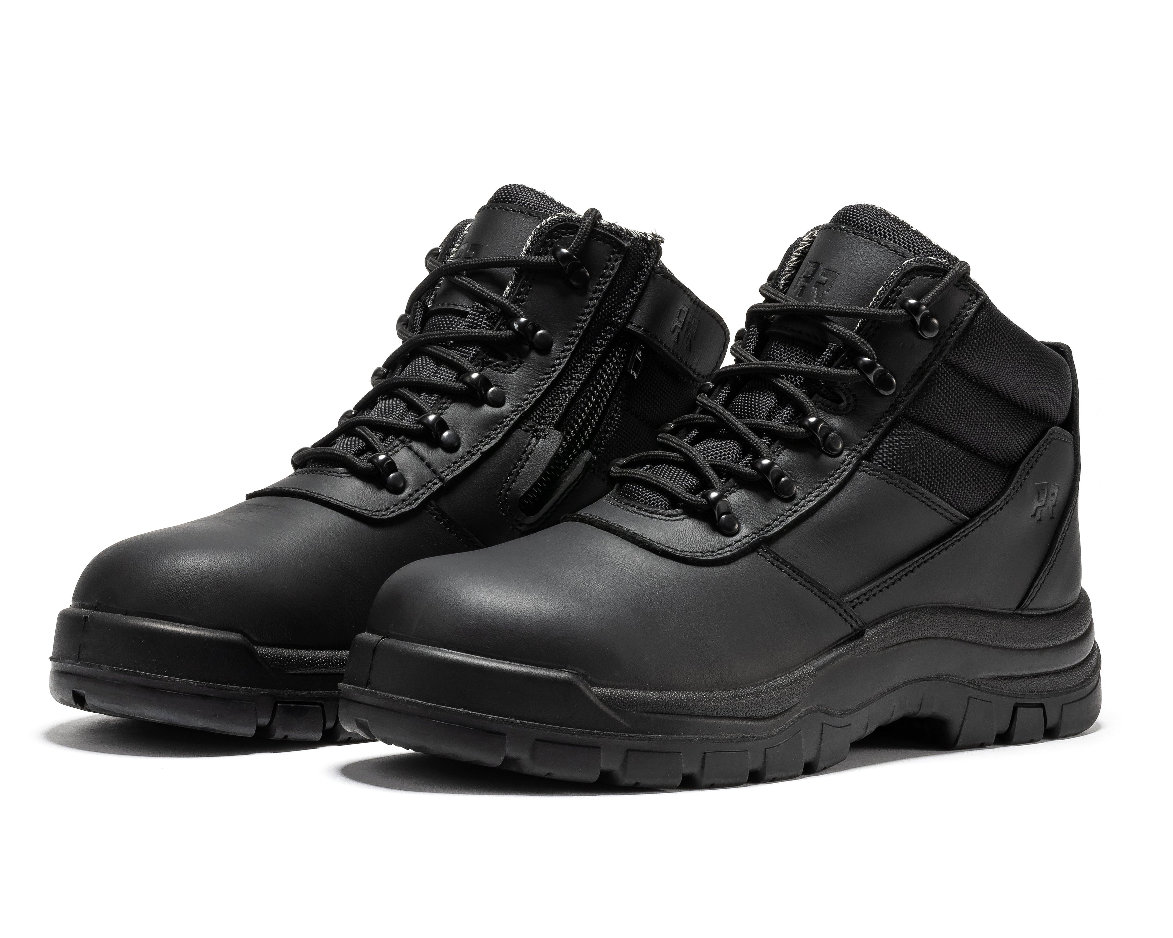 ROCKROOSTER Avalon Black 6 Inch Zip-sided Composite toe Leather Work Boots CP213BK - WonderingCloth
