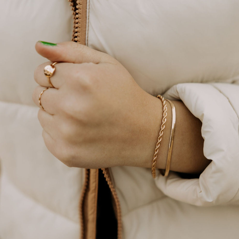 Jade Gold Filled Herringbone Bracelet - WonderingCloth