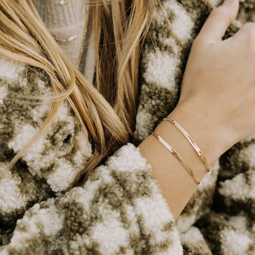 Jade Gold Filled Herringbone Bracelet - WonderingCloth