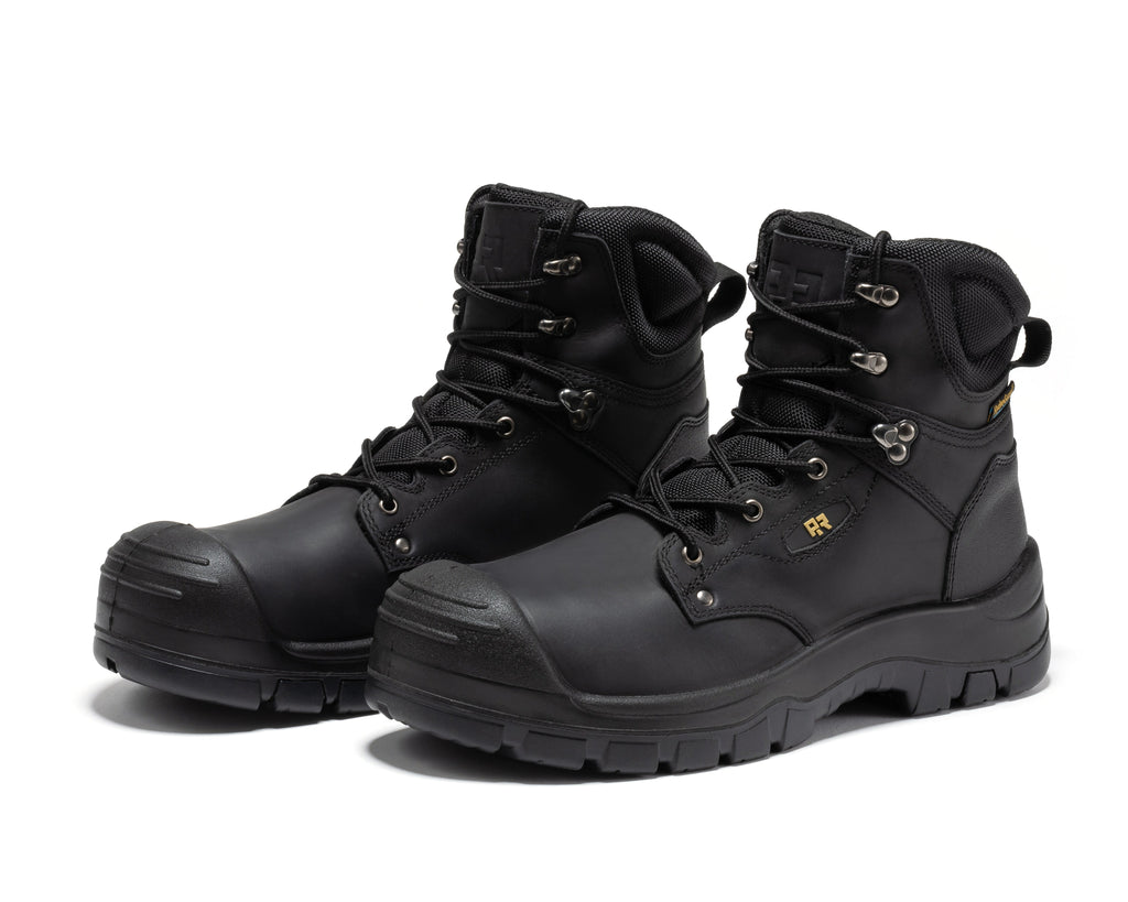 ROCKROOSTER Woodland Black 6 inch Waterproof Composite Toe Leather Work Boots AK662 - WonderingCloth
