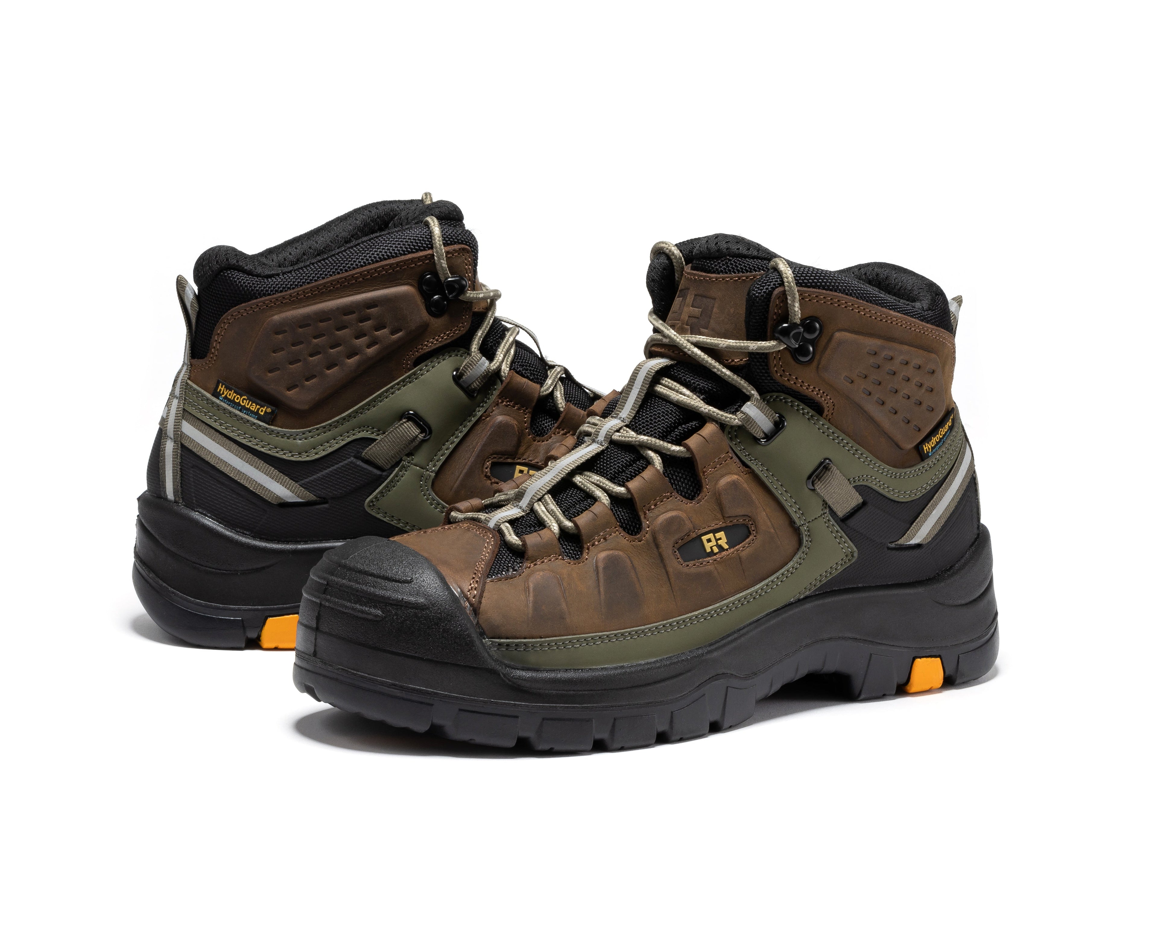 ROCKROOSTER Woodland Brown 6 inch Composite Toe Waterproof Leather Work Boots AK661 - WonderingCloth