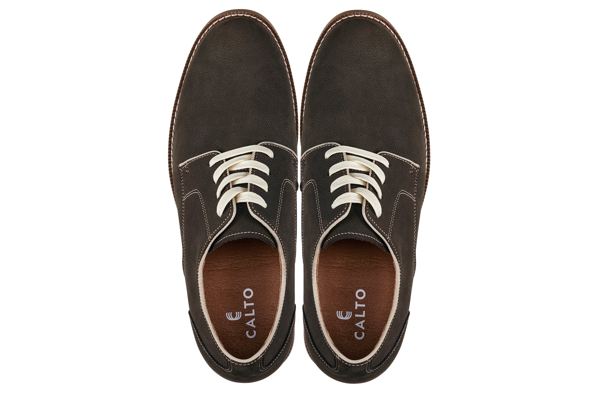 CALTO - J1311 - 3 Inches Taller (Sardine Grey) - Business Casual Leather Derbies - WonderingCloth