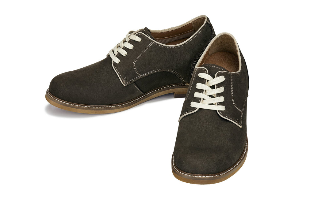CALTO - J1311 - 3 Inches Taller (Sardine Grey) - Business Casual Leather Derbies - WonderingCloth