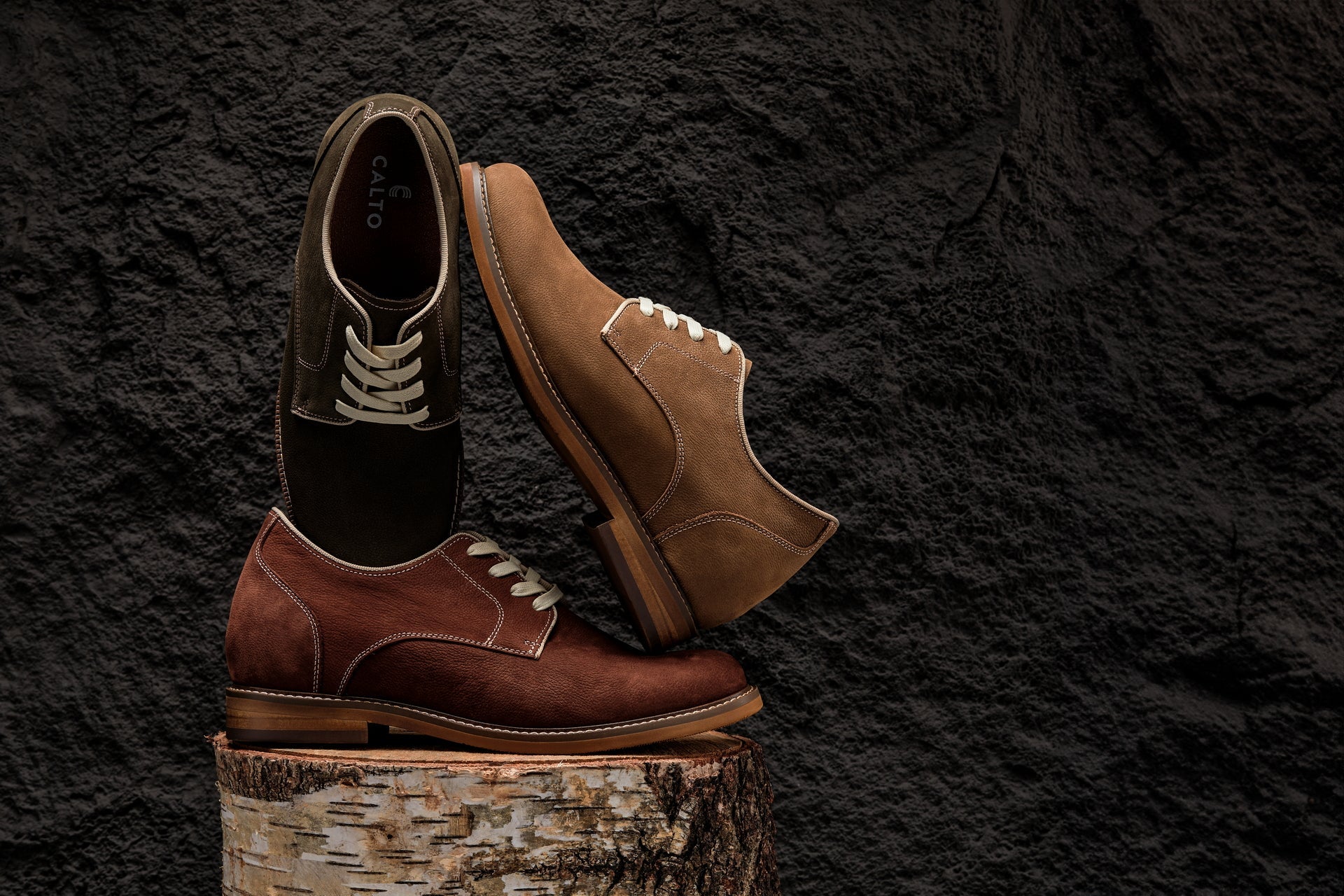 CALTO - J1312 - 3 Inches Taller (Khaki Brown) - Business Casual Leather Derbies - WonderingCloth