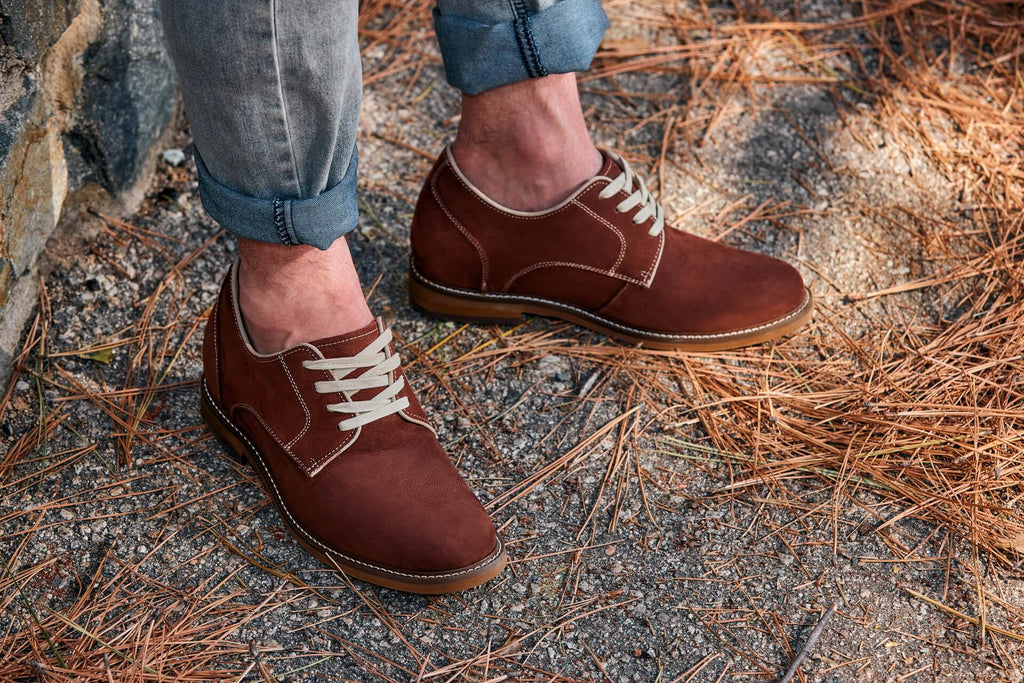 CALTO - J1313 - 3 Inches Taller (Terracotta Brown) - Business Casual Leather Derbies - WonderingCloth
