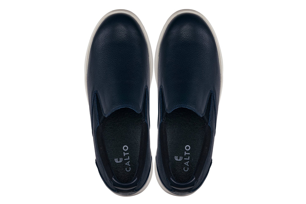 CALTO - J1421 - 2.8 Inches Taller (Dark Slate Blue) - Leather Loafers - WonderingCloth