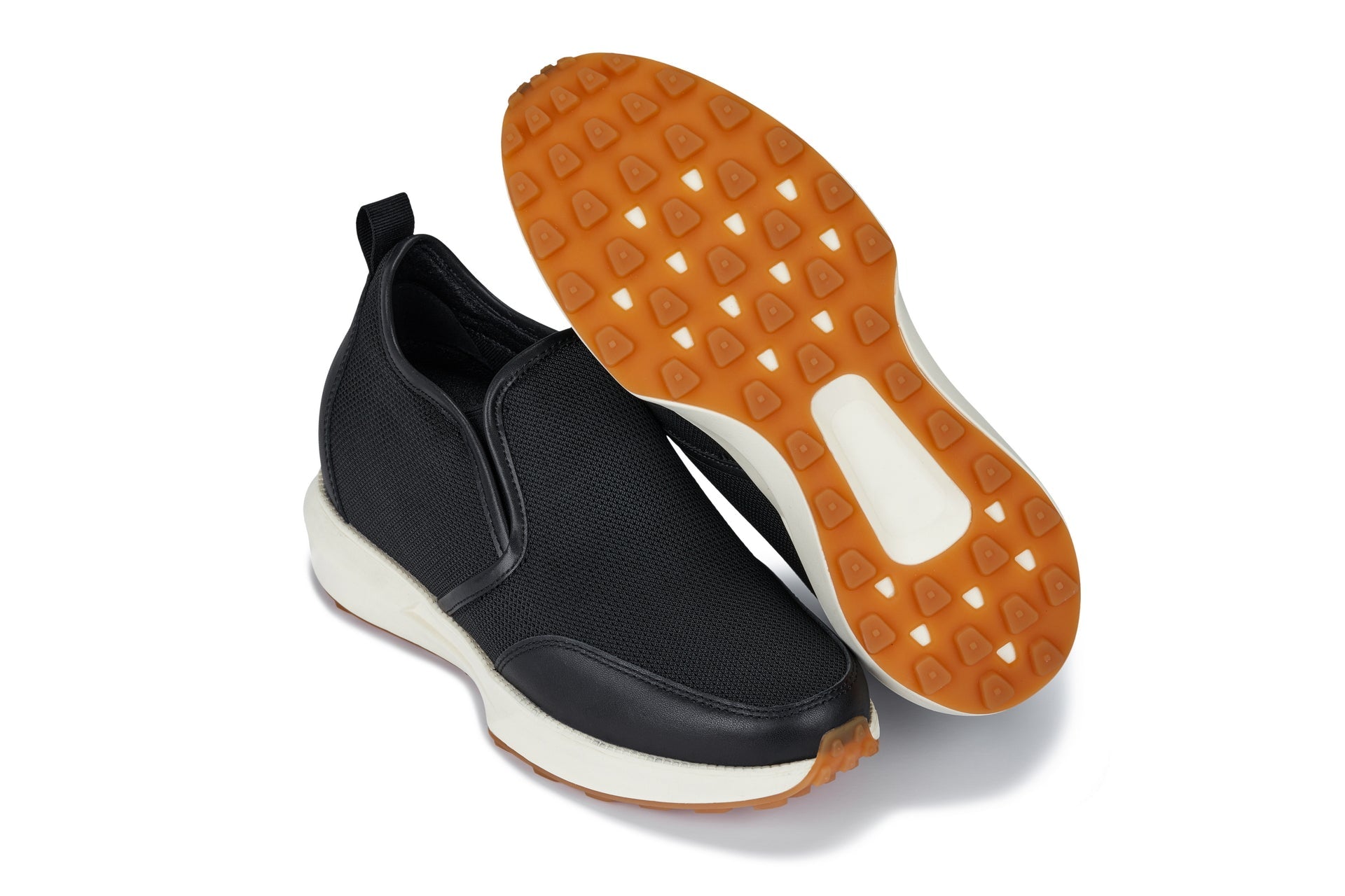 CALTO - J1433  - 3.3 Inches Taller (Black) - Casual Chunky Sole Sneaker Loafers - WonderingCloth