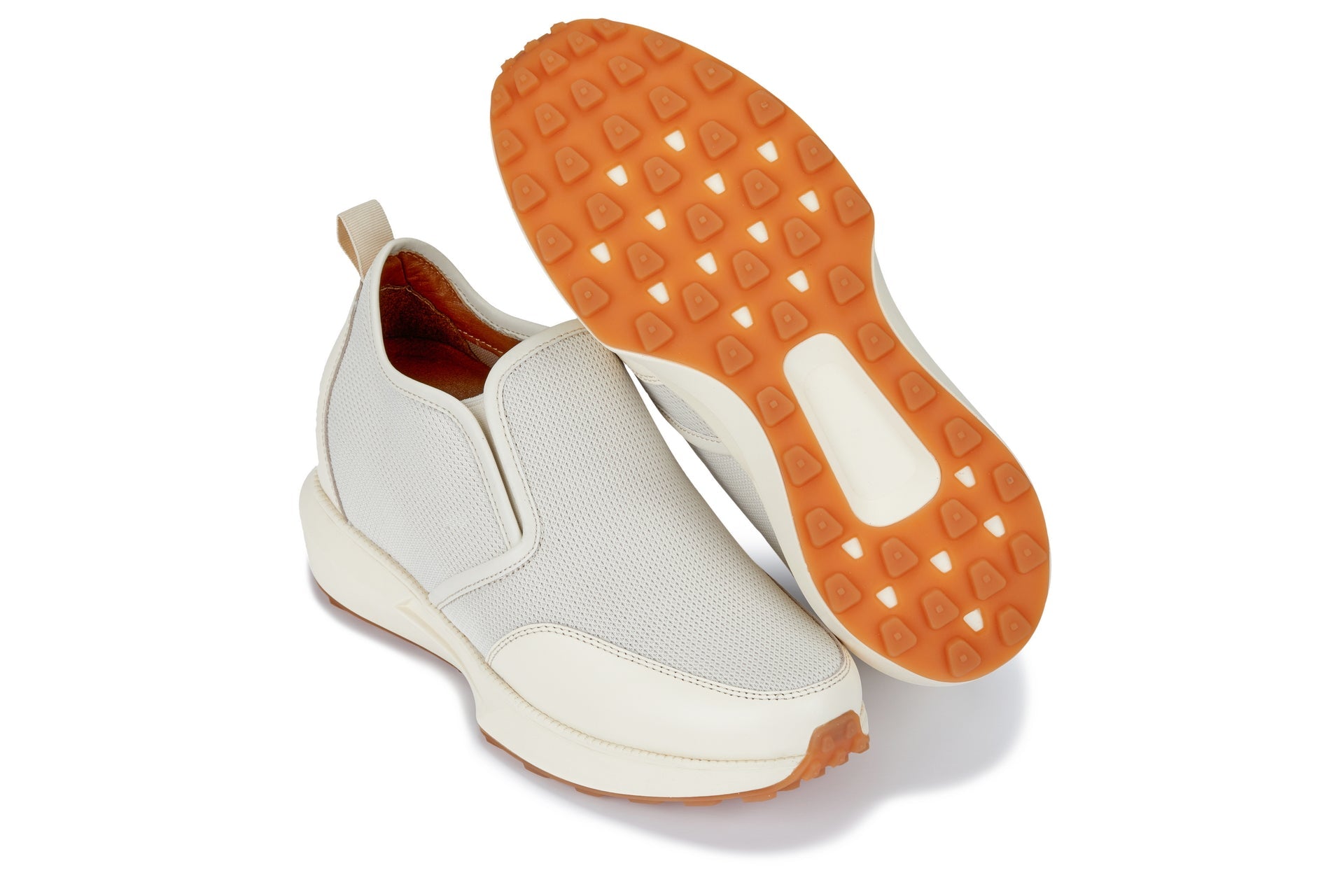 CALTO - J1434  - 3.3 Inches Taller (Off-White) - Casual Chunky Sole Sneaker Loafers - WonderingCloth