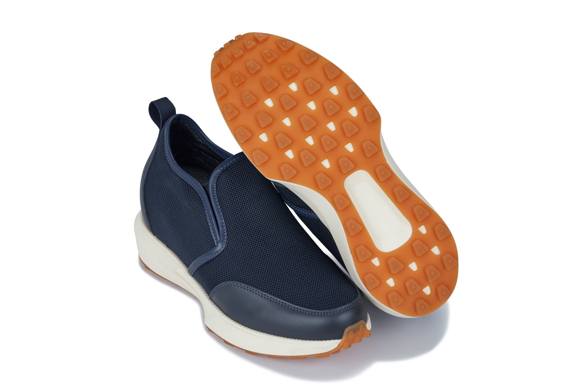 CALTO - J1435  - 3.3 Inches Taller (Dark Blue) - Casual Chunky Sole Sneaker Loafers - WonderingCloth