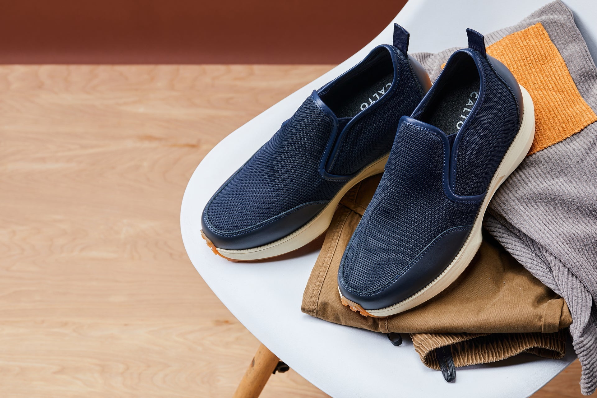 CALTO - J1435  - 3.3 Inches Taller (Dark Blue) - Casual Chunky Sole Sneaker Loafers - WonderingCloth