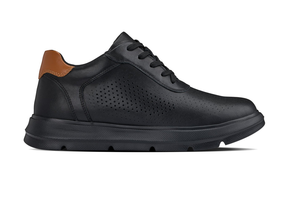 CALTO - J1580  - 2.6 Inches Taller (Black/Black Sole) - Lightweight Casual Walkers - WonderingCloth