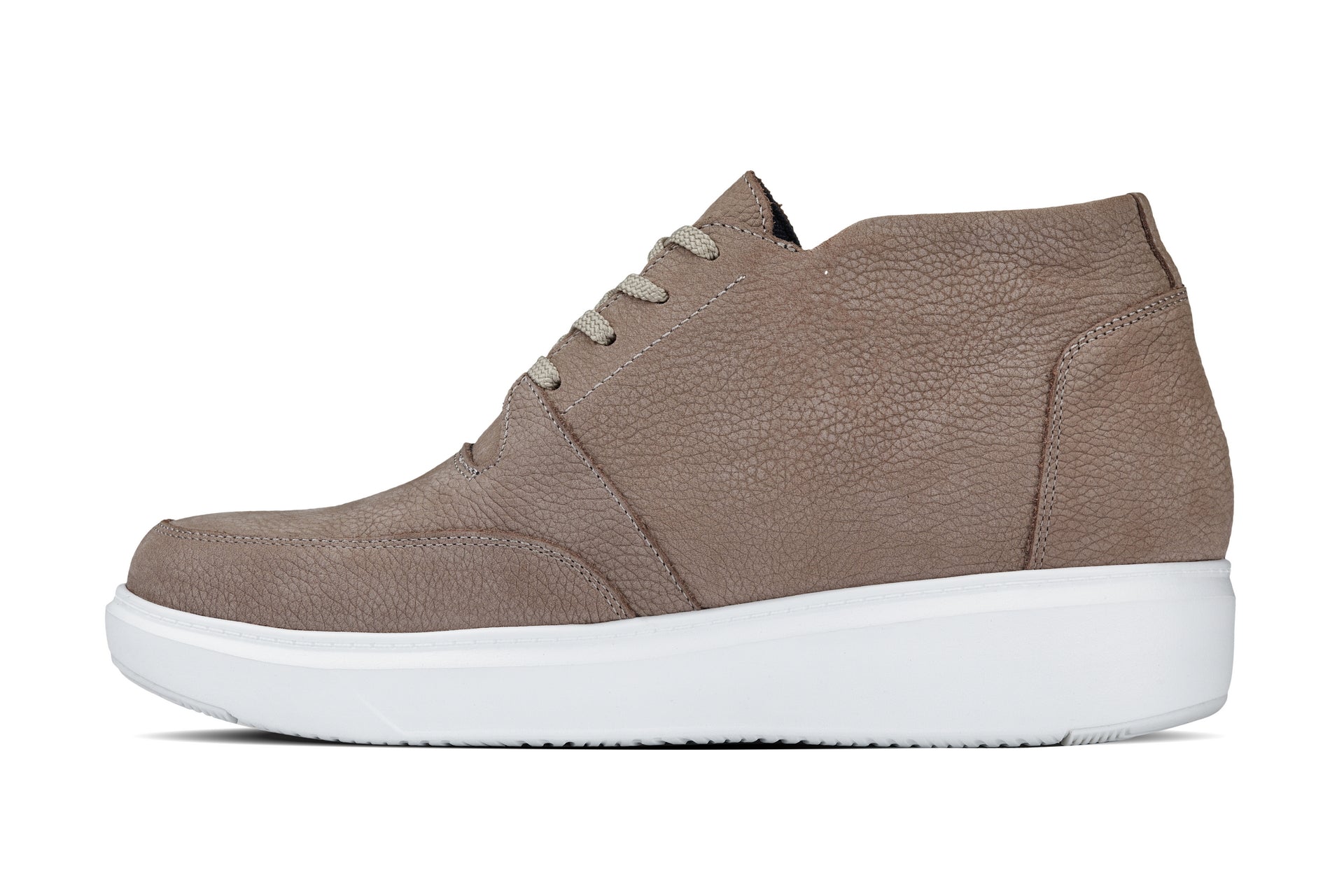 CALTO - J1770  - 3.2 Inches Taller (Khaki) - Casual Chunky Sole Boots – Soft Pebble Grain Nubuck Leather - WonderingCloth