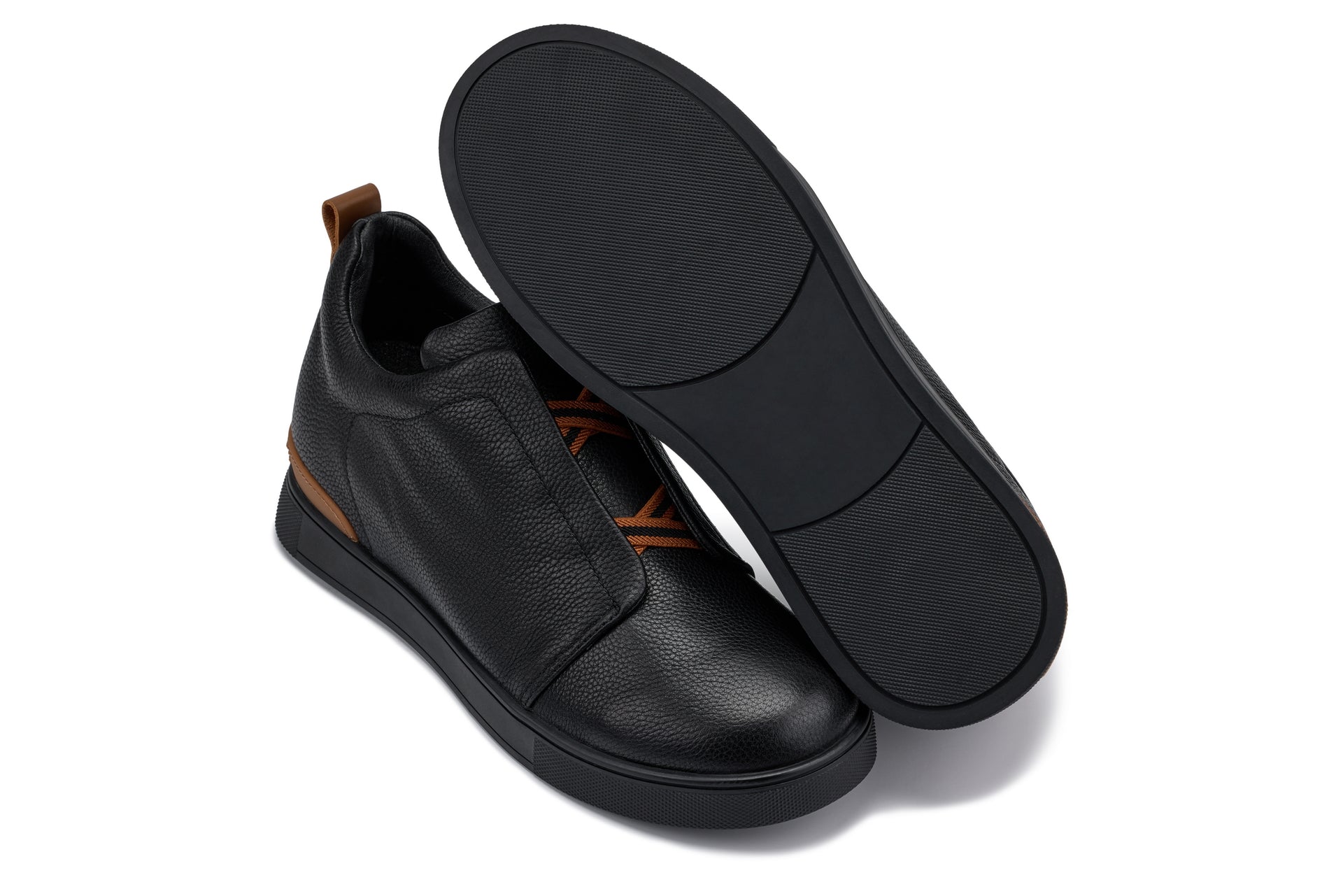 CALTO - J1931  - 2.6 Inches Taller (Black/Black Sole) - Slip-On Snoafers - WonderingCloth