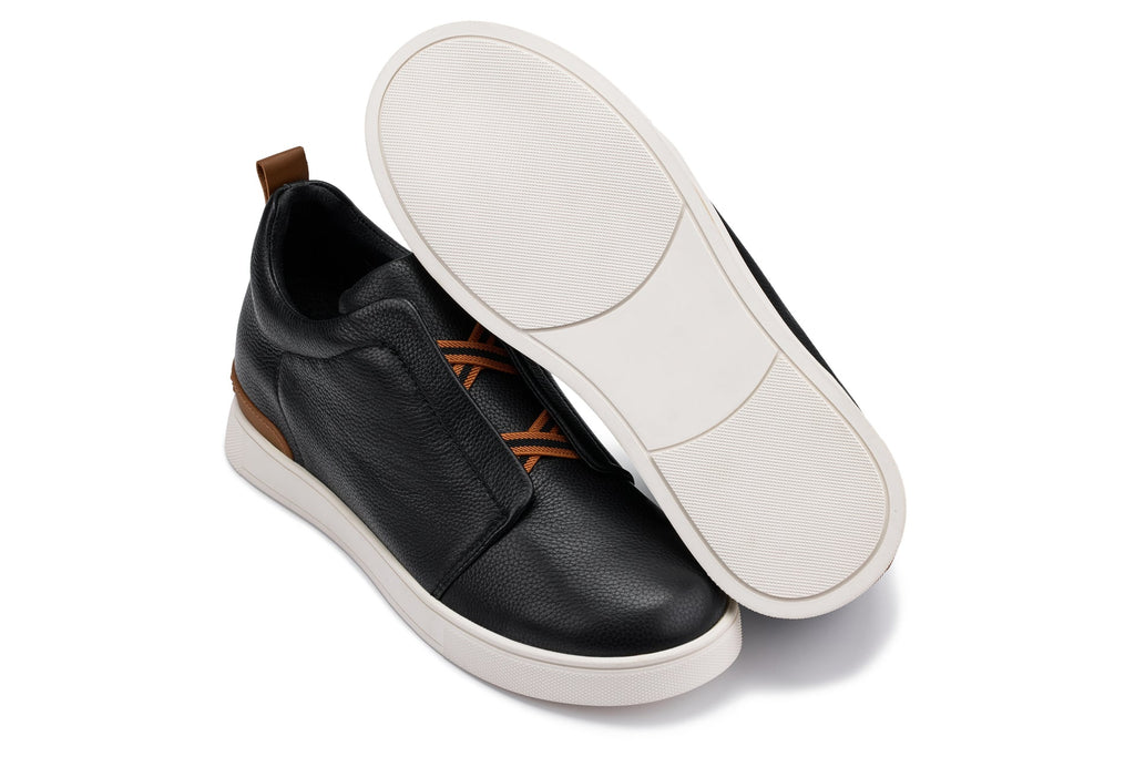 CALTO - J1932  - 2.6 Inches Taller (Black/White Sole) - Slip-On Snoafers - WonderingCloth
