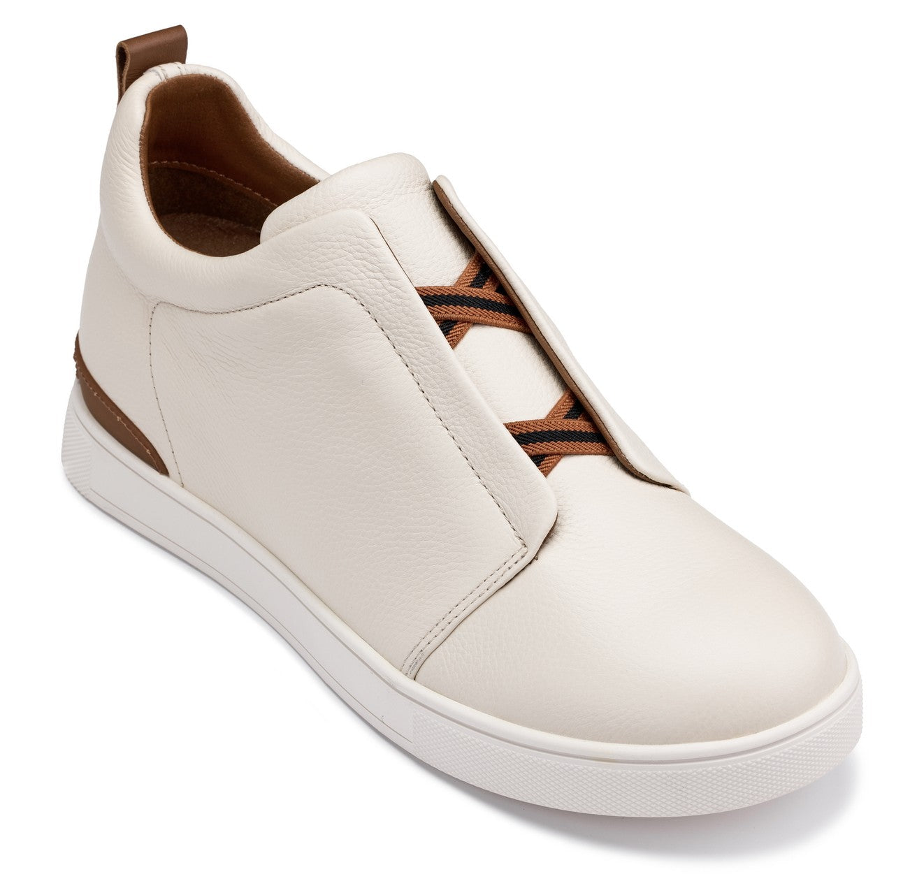 CALTO - J1933  - 2.6 Inches Taller (Off-White) - Slip-On  Snoafers - WonderingCloth