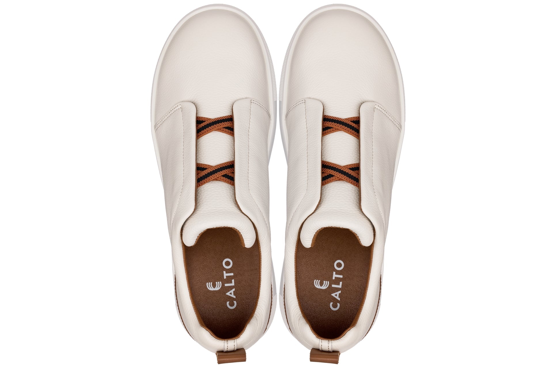 CALTO - J1933  - 2.6 Inches Taller (Off-White) - Slip-On  Snoafers - WonderingCloth