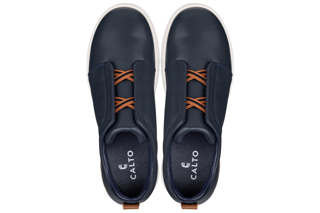 CALTO - J1934  - 2.6 Inches Taller (Navy) - Slip-On Snoafers - WonderingCloth