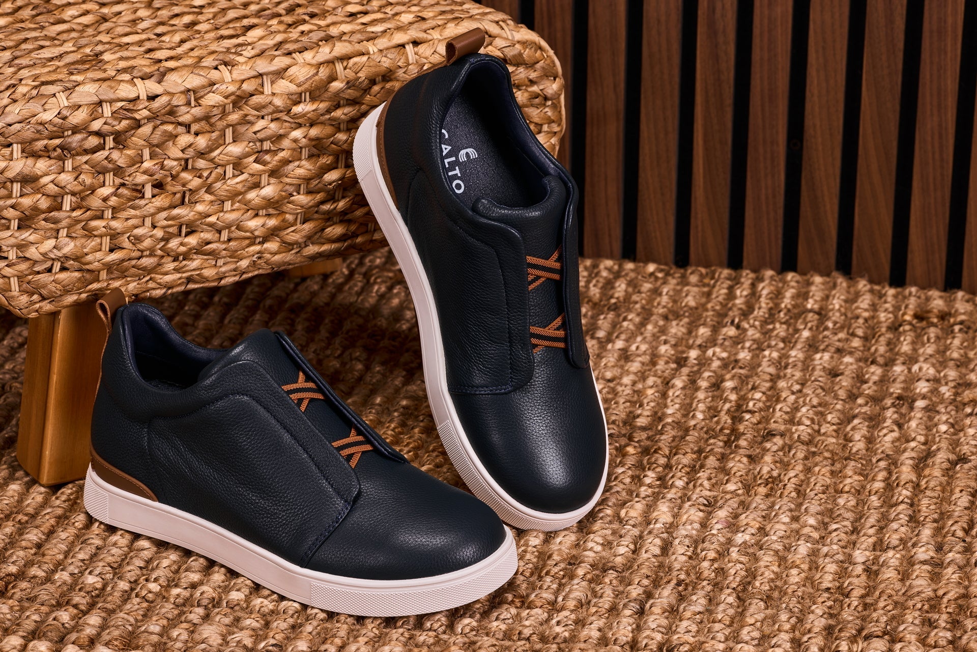 CALTO - J1934  - 2.6 Inches Taller (Navy) - Slip-On Snoafers - WonderingCloth
