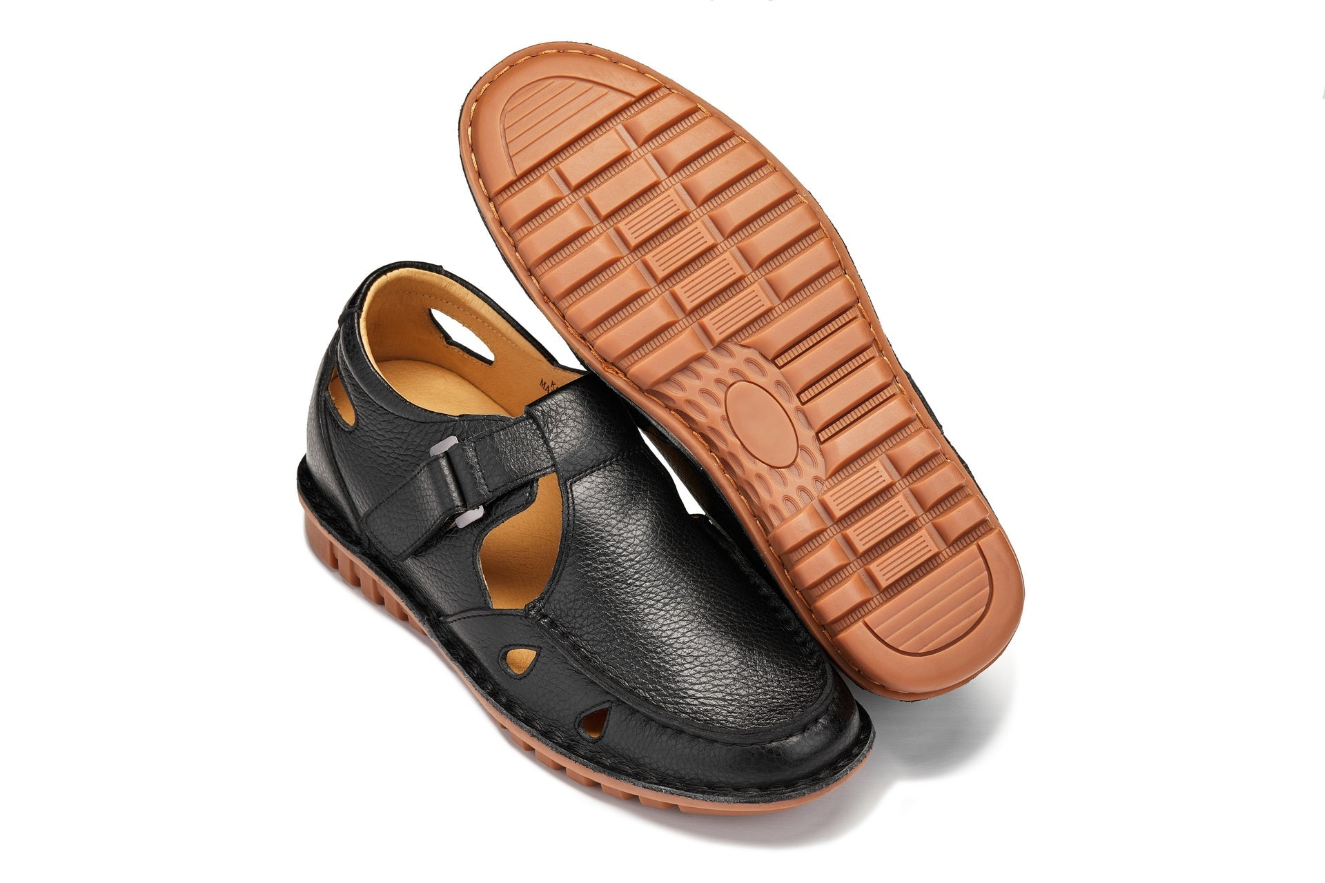 CALTO - K0751 - 2.8 Inches Taller (Black) - Lightweight Casual Fisherman Sandal - WonderingCloth
