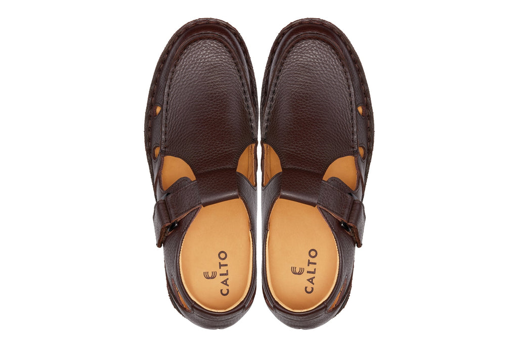 CALTO - K0752 - 2.8 Inches Taller (Coffee Brown) - Lightweight Casual Fisherman Sandal - WonderingCloth