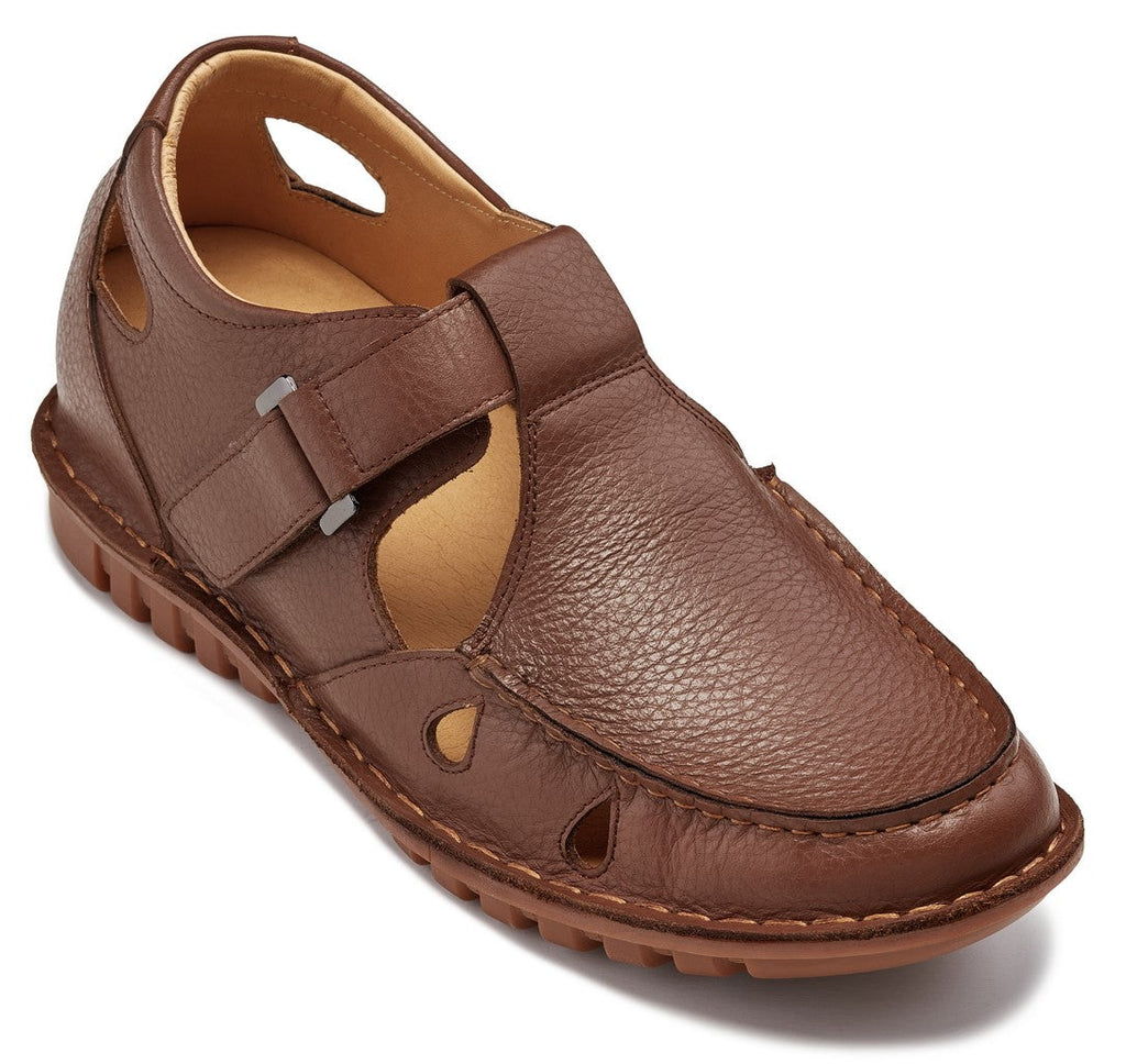 CALTO - K0753 - 2.8 Inches Taller (Camel Brown) - Lightweight Casual Fisherman Sandal - WonderingCloth