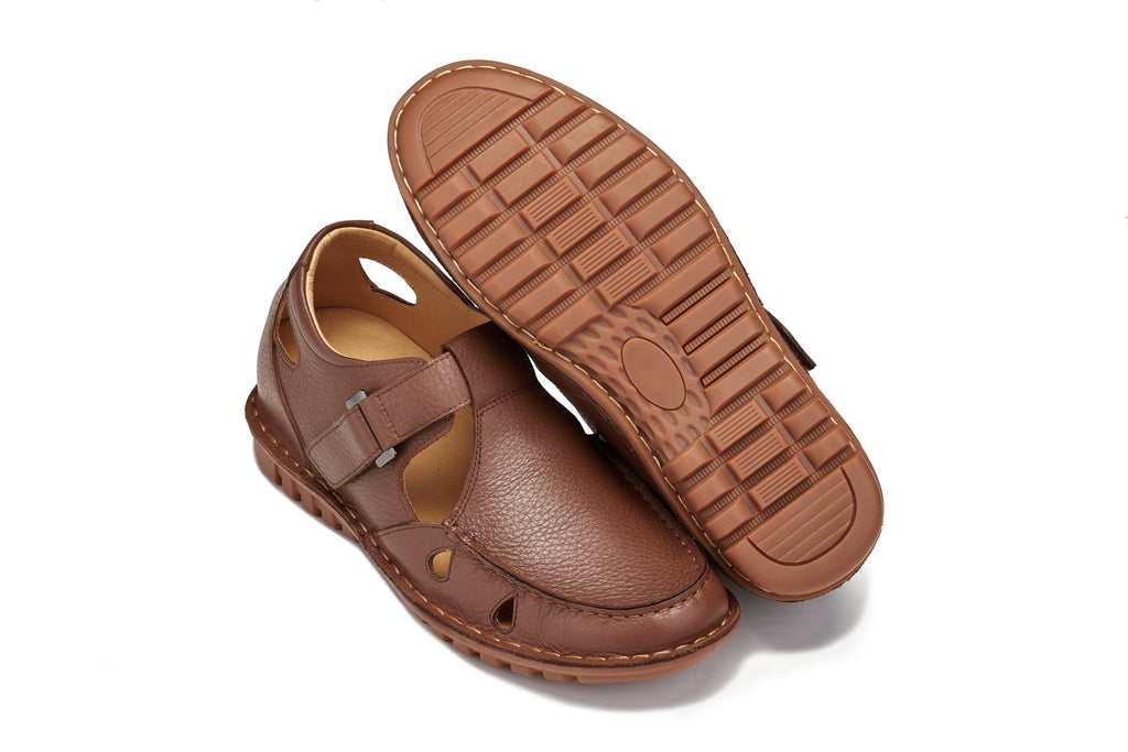CALTO - K0753 - 2.8 Inches Taller (Camel Brown) - Lightweight Casual Fisherman Sandal - WonderingCloth