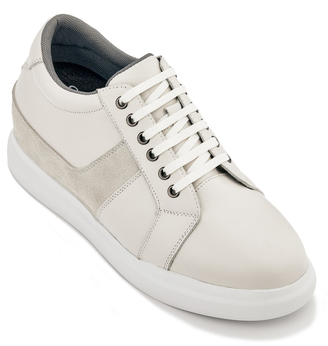 CALTO - K1531 - 3 Inches Taller (Off White) - Lightweight Leather Sneakers - WonderingCloth